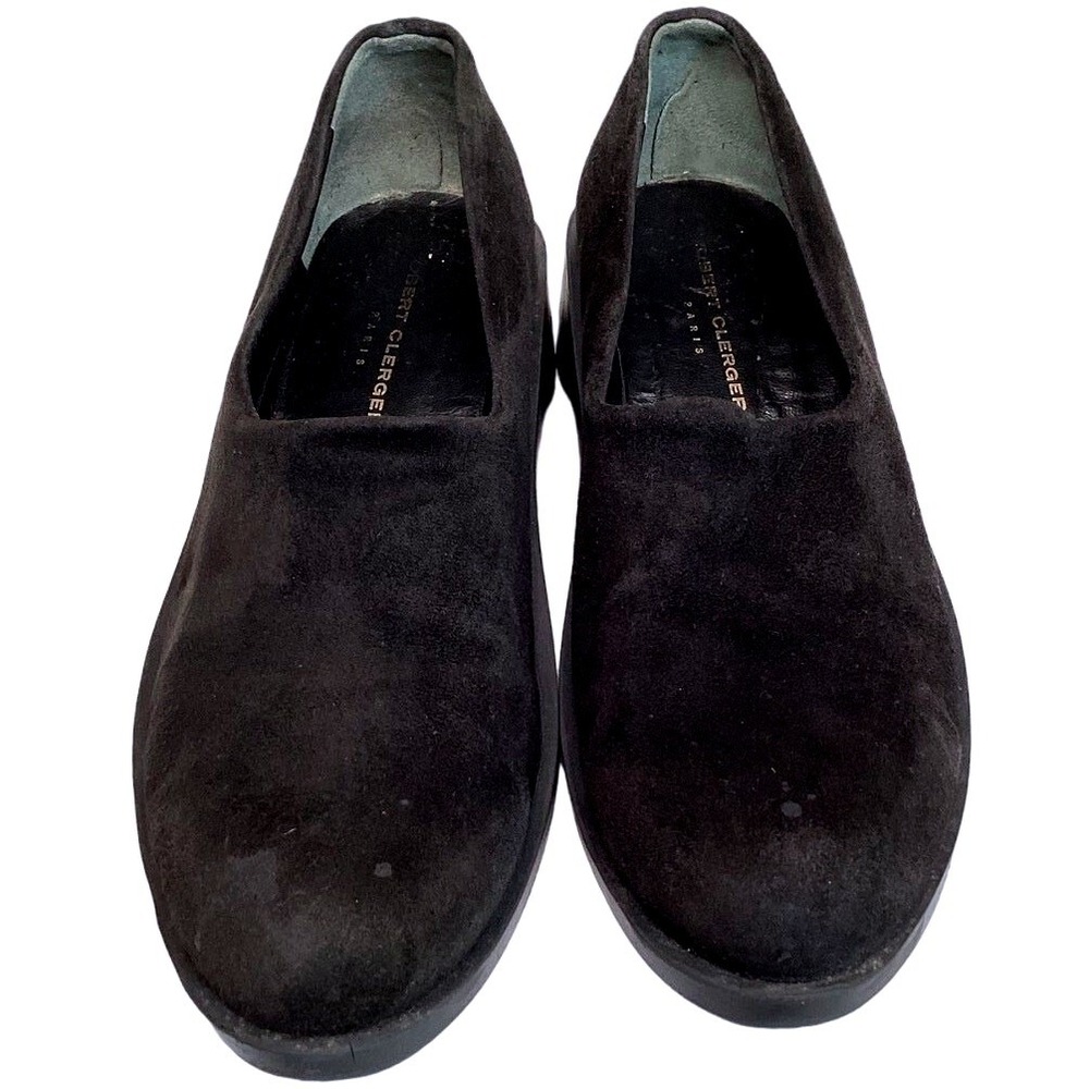Robert Clergerie Paris Platform Loafers Women 7.5 Black Vintage Suede Slip On - Picture 8 of 8
